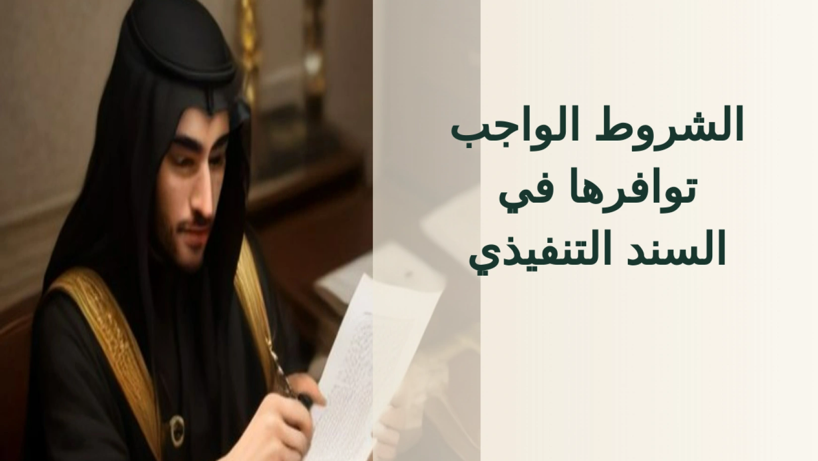 السند التنفيذي في السعودية: أنواعه وشروطه والاعتراض عليه 2026 1 محامٍ سعودي يراجع الشروط النظامية للسند التنفيذي